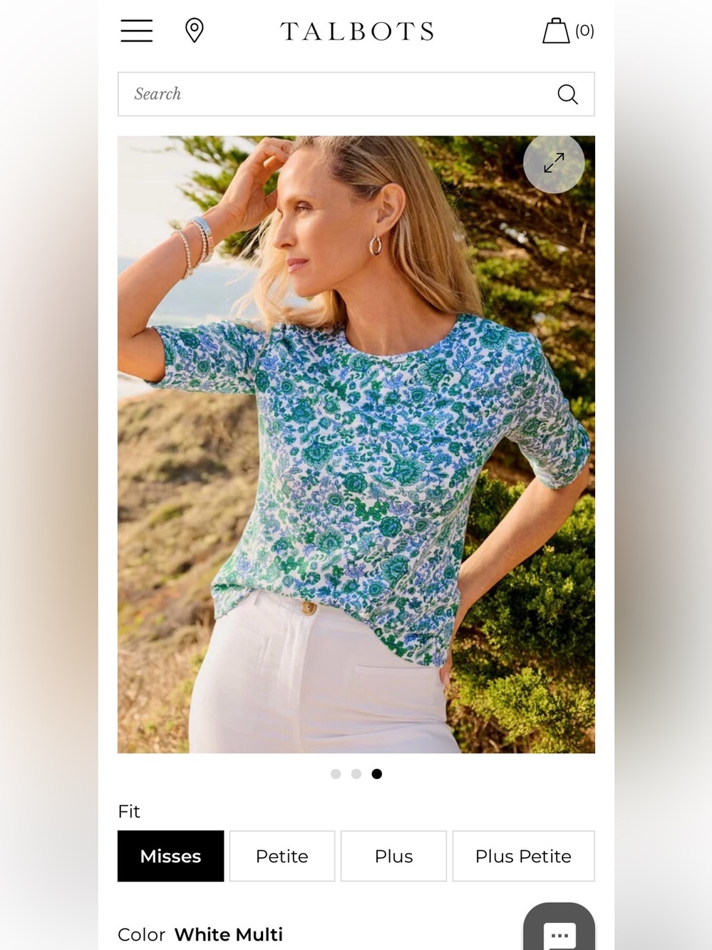 Talbots Elbow Sleeve Knot Top - Jumping Jacobean NWT